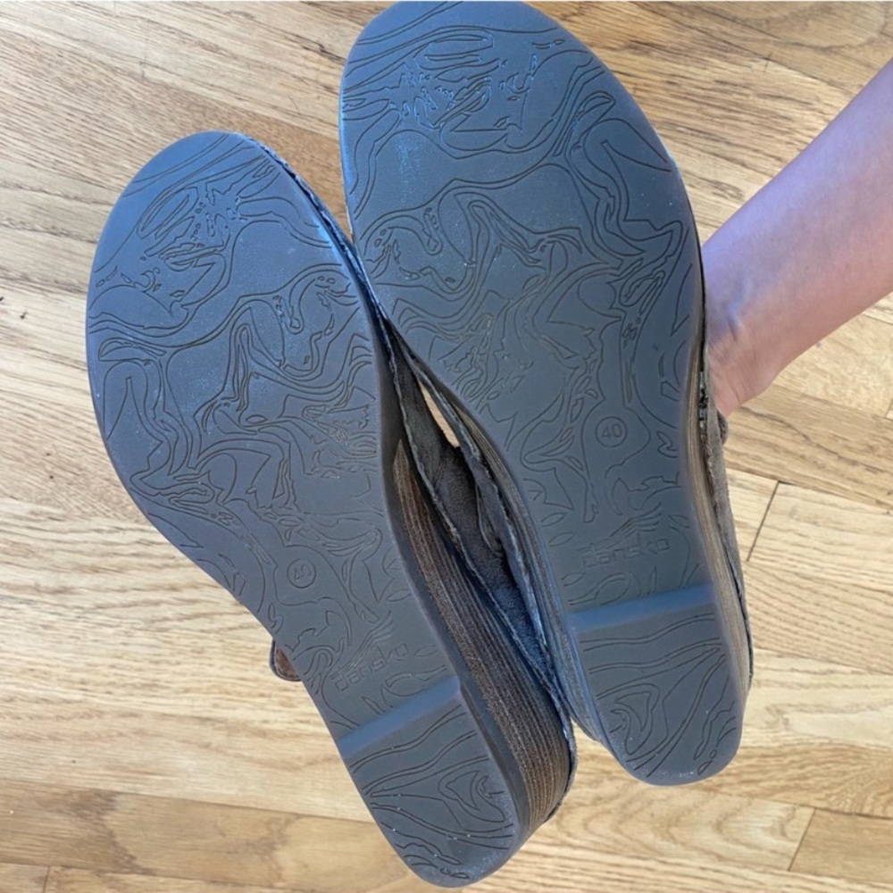 Dansko Taupe Suede Mary Jane Wedge Shoes - Picture 10 of 13